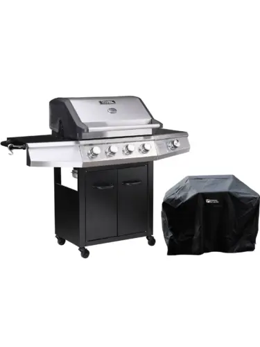 Barbecue a gas Bingo 5 5 piastre di cui 1 laterale 15.2kW + Fodera di protezione Nero