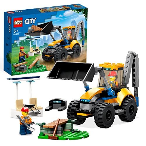 LEGO 60385 City Scavatrice Per Costruzioni, Escavatore Giocattolo Con Minifigure