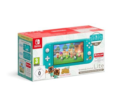 Nintendo Switch Lite con Animal Crossing: New Horizons Timmy e Tommy Aloha Edition (Turchese) con Gioco Preinstallato e Abbonamento 12 Mesi Switch Online